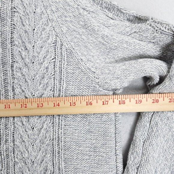 Ann Taylor LOFT Dress Womens Large Gray Cable Knit Cold Shoulder Sweater Knit - Picture 3 of 10